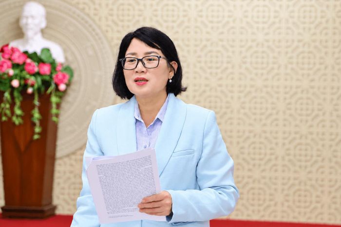 Đồng chí Lê Thị Hải Duyên, Tỉnh ủy viên, Phó Bí thư Đảng ủy Các cơ quan Đảng tỉnh Lâm Đồng phát biểu kết luận buổi làm việc