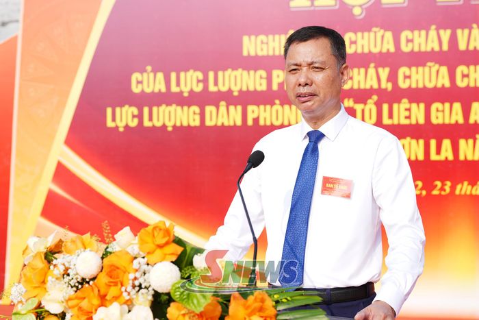 Đồng chí Nguyễn Thành Công, Phó Chủ tịch UBND tỉnh, Trưởng Ban Chỉ đạo hội thao phát biểu tại hội thao.