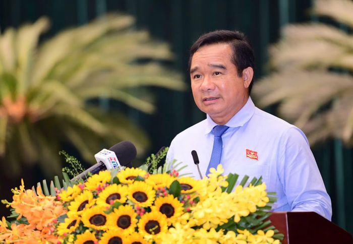 Chủ tịch UBND TP Hồ Chí Minh Nguyễn Văn Được phát biểu tại hội nghị.