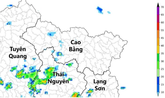 Ảnh radar thời tiết tỉnh Cao Bằng.