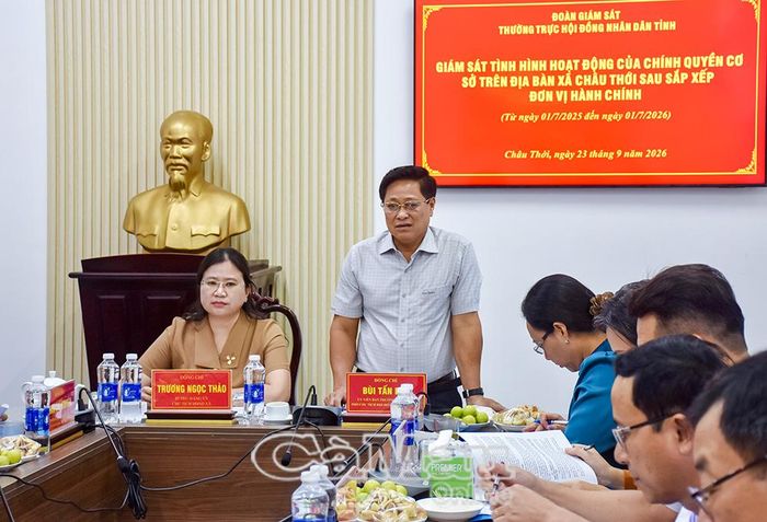 Đồng chí Bùi Tấn Bảy, Uỷ viên Ban Thường vụ Tỉnh uỷ, Phó Chủ tịch HĐND tỉnh, Trưởng đoàn giám sát, phát biểu kết luận.