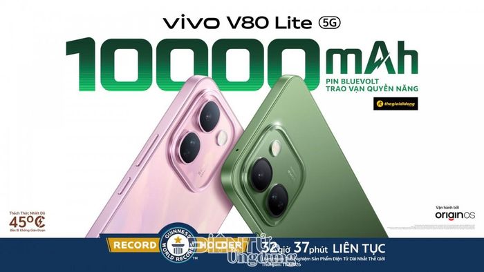 vivo V80 Lite 5G sở hữu viên pin 10.000mAh