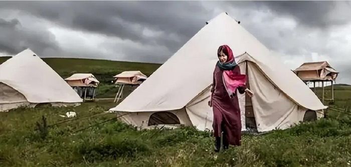 Lều trắng kén rể ở Tây Tạng.