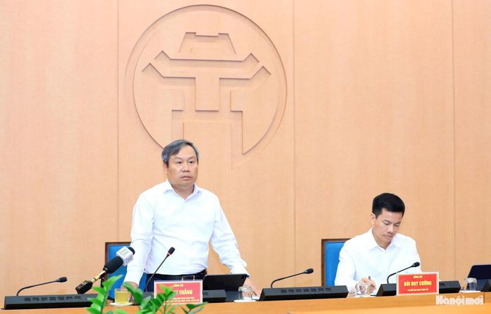 Chủ tịch UBND thành phố Hà Nội Vũ Đại Thắng phát biểu chỉ đạo tại cuộc họp. Ảnh: Viết Thành