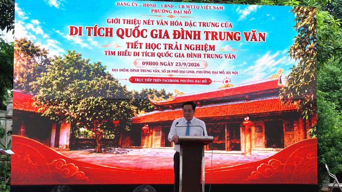 Phó Chủ tịch UBND phường Đại Mỗ Nguyễn Chí Dũng phát biểu tại chương trình. Ảnh: PV