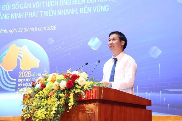 Phó Chủ tịch UBND thành phố Quảng Ninh Nguyễn Văn Công phát biểu tại sự kiện. Ảnh: Tiến Sinh
