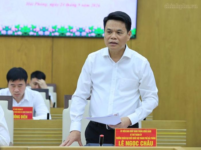 Bí thư Thành ủy Hải Phòng Lê Ngọc Châu phát biểu tại Hội nghị - Ảnh: chinhphu.vn/Nhật Bắc