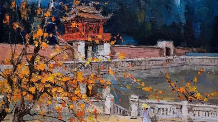Trích từ tác phẩm "Chiều văn miếu" của họa sĩ Lâm Đức Mạnh. (Ảnh: NVCC)