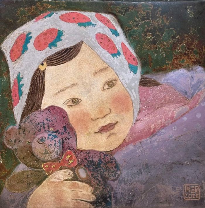 "Nét thơ", tranh sơn mài của họa sĩ Cao Phương Thảo. (Ảnh: NVCC)