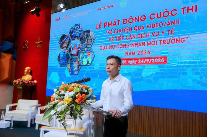 Phó Giáo sư, Tiến sĩ Nguyễn Thành Lợi, Phó Giám đốc Cơ quan Báo và Phát thanh, truyền hình Hà Nội, phát biểu phát động Cuộc thi. (Ảnh: BTC)