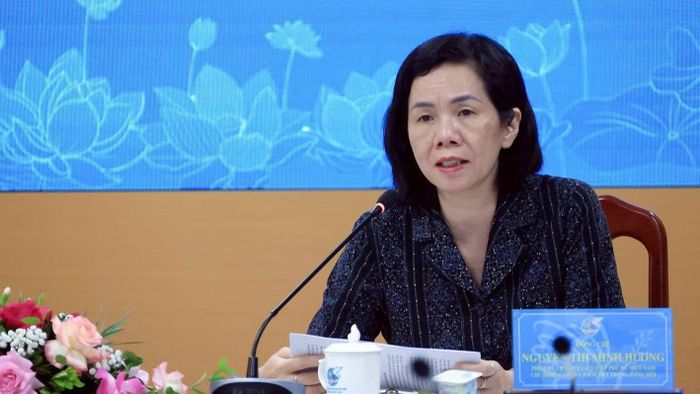 Phó Chủ tịch Hội Liên hiệp Phụ nữ Việt Nam phát biểu tại họp báo. (ẢNH: CTV)