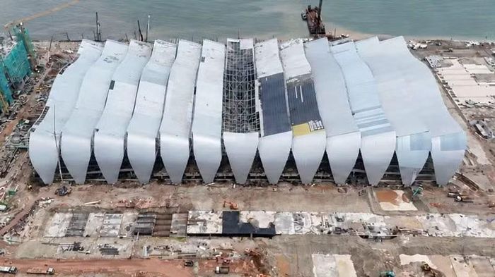 Tiến độ thi công Trung tâm Hội nghị và Triển lãm APEC. (Ảnh: SUN GROUP)