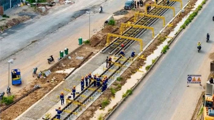 Tiến độ thực hiện tuyến tàu điện đô thị (LRT). (Ảnh: SUN GROUP)