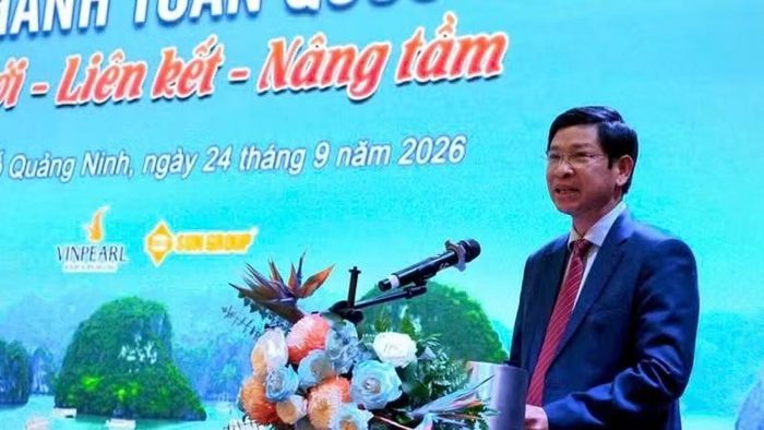 Lãnh đạo Bộ Văn hóa, Thể thao và Du lịch Việt Nam phát biểu tại hội nghị. (Ảnh QUANG THỌ)