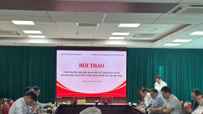 Hội thảo Tuyên truyền, phổ biến, quán triệt Kết luận số 83-KL/TW của Bộ Chính trị về phát triển công nghiệp vật liệu Việt Nam. (Ảnh: BÍCH LIÊN)