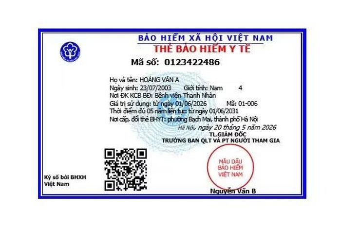 Thẻ bảo hiểm y tế điện tử mẫu mới.