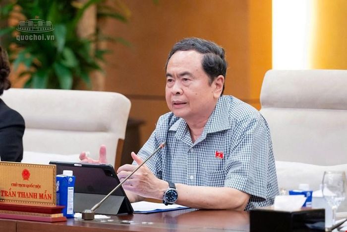 Chủ tịch Quốc hội Trần Thanh Mẫn góp ý hoàn thiện dự thảo Luật Thực hiện dân chủ ở cơ sở (sửa đổi). Ảnh: CỔNG THÔNG TIN ĐIỆN TỬ QUỐC HỘI 