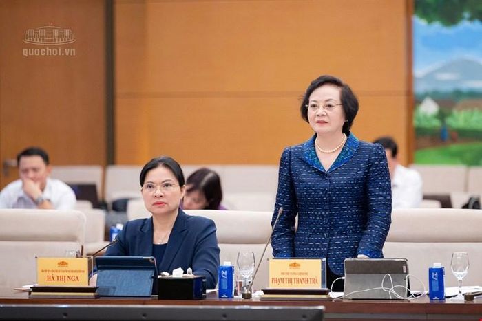  Phó Thủ tướng Phạm Thị Thanh Trà phát biểu tiếp thu ý kiến của UBTVQH. Ảnh: CỔNG THÔNG TIN ĐIỆN TỬ QUỐC HỘI 