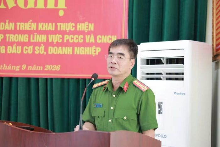 Đại tá Nguyễn Duy Đông - Phó Giám đốc Công an tỉnh Hà Tĩnh chủ trì hội nghị.
