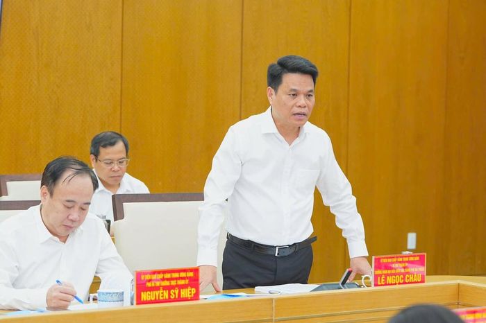 Ủy viên Trung ương Đảng, Bí thư Thành ủy Hải Phòng Lê Ngọc Châu phát biểu tại Hội nghị. (Ảnh: Cổng TTTP)