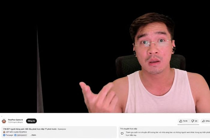 Phiên livestream thu hút rất đông người xem của Độ Mixi và Pew Pew.