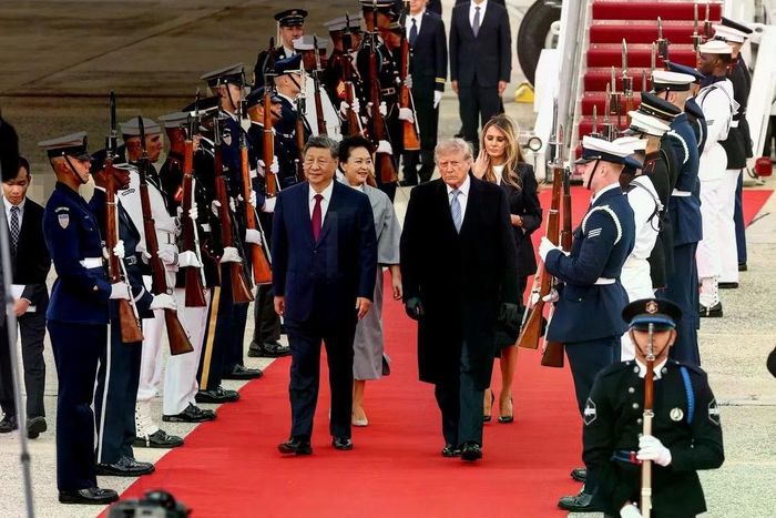 Toàn cảnh lễ đón tại Căn cứ Liên hợp Andrews. (Ảnh: Reuters)