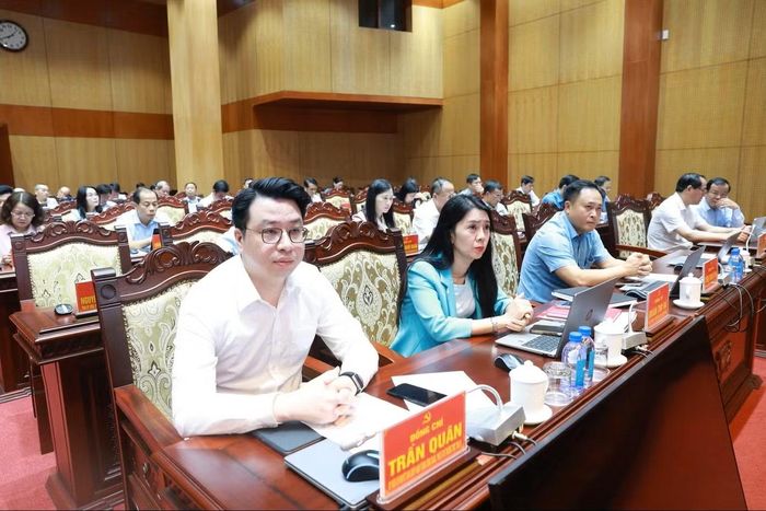 Ông Trần Quân tại hội nghị của Tỉnh ủy Lạng Sơn sáng 24/9. Ảnh: Thanh Mai
