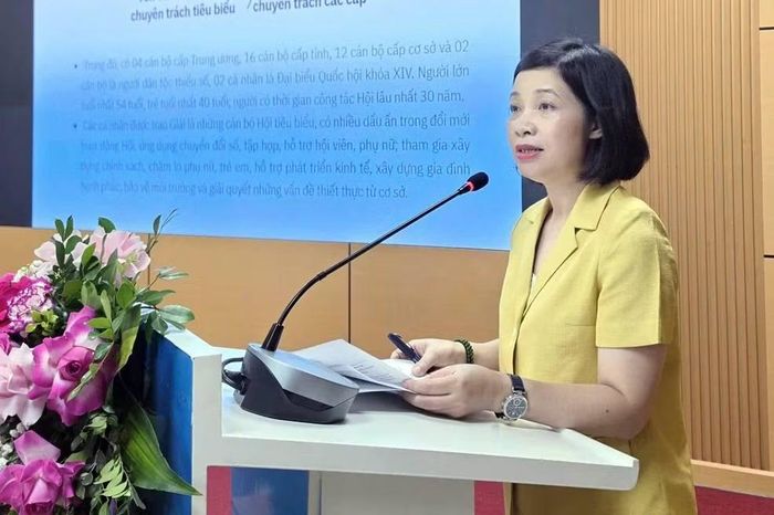 Bà Nguyễn Thị Kim Dung - Phó Trưởng ban thường trực Ban Công tác Phụ nữ, Trung ương Hội LHPN Việt Nam thông tin tại họp báo. Ảnh: PV