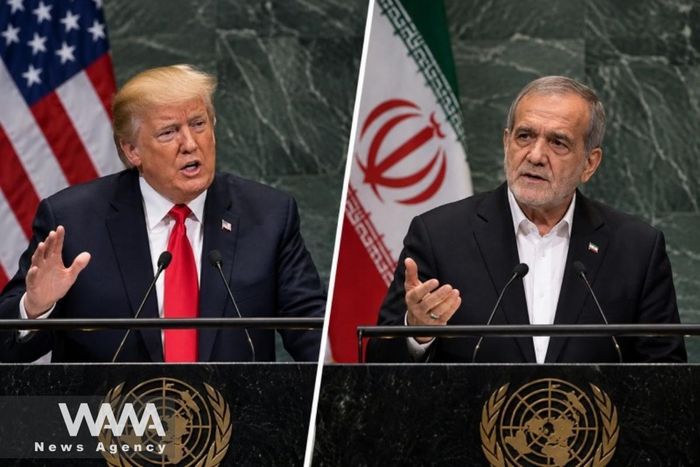 Tổng thống Mỹ Donald Trump và Tổng thống Iran Masoud Pezeshkian. Ảnh: WANA
