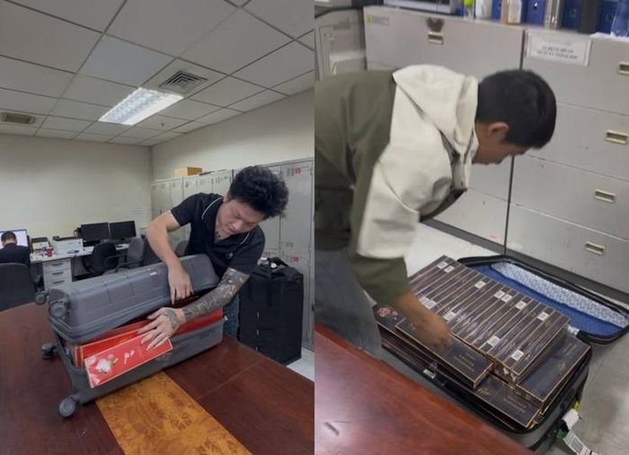 Thuốc lá điếu nhập lậu trong hành lý của 4 hành khách người Trung Quốc. (Ảnh: Công an cung cấp)