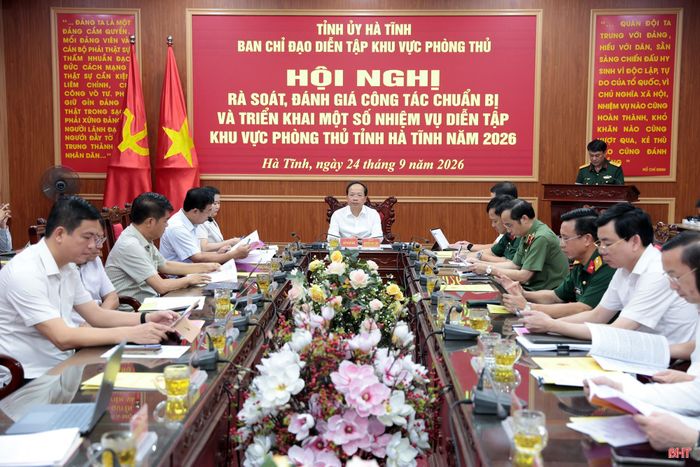 Ban Chỉ đạo Diễn tập khu vực phòng thủ tỉnh tổ chức hội nghị rà soát, đánh giá công tác chuẩn bị và triển khai một số nhiệm vụ diễn tập khu vực phòng thủ tỉnh Hà Tĩnh năm 2026 trong thời gian tới.