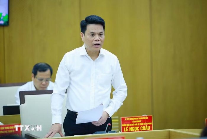 Bí thư Thành ủy Hải Phòng Lê Ngọc Châu phát biểu. (Ảnh: Dương Giang/TTXVN)