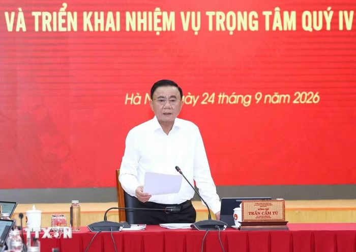 Thường trực Ban Bí thư Trần Cẩm Tú phát biểu chỉ đạo phiên họp. (Ảnh: Phương Hoa/TTXVN)