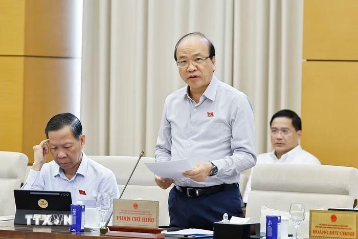 Chủ nhiệm Ủy ban Pháp luật và Tư pháp của Quốc hội Phan Chí Hiếu phát biểu. (Ảnh: Doãn Tấn/TTXVN)
