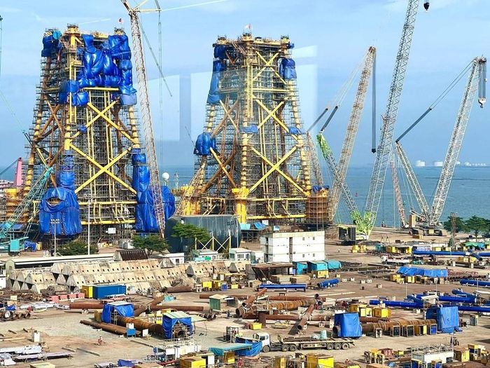 PTSC-đơn vị thành viên của Petrovietnam sản xuất chân đế cho dự án điện gió ngoài khơi tại Đài Loan (Trung Quốc). Ảnh: Anh Nguyễn/Bnews/vnanet.vn