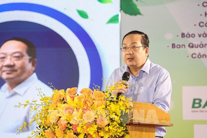Phó Chủ tịch UBND tỉnh Tây Ninh Nguyễn Minh Lâm phát biểu tại Tọa đàm. Ảnh: Giang Phương - TTXVN
