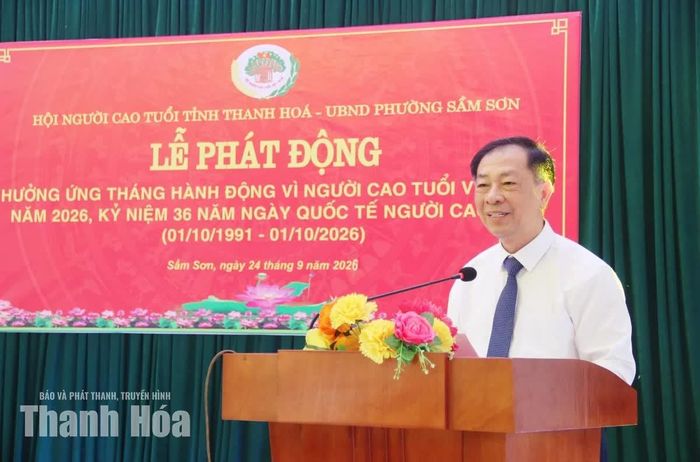 Ông Nguyễn Đức Thắng, Chủ tịch Hội NCT tỉnh Thanh Hóa phát biểu tại lễ phát động.