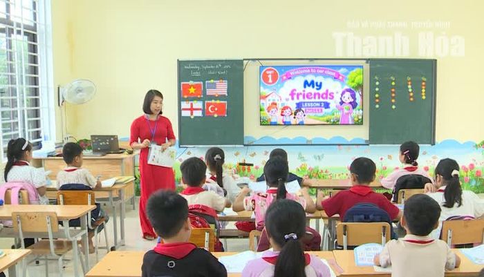 Việc hợp nhất quy mô trường lớp tạo điều kiện để Trường Tiểu học Thọ Phú 1 bố trí đủ giáo viên Tiếng Anh.