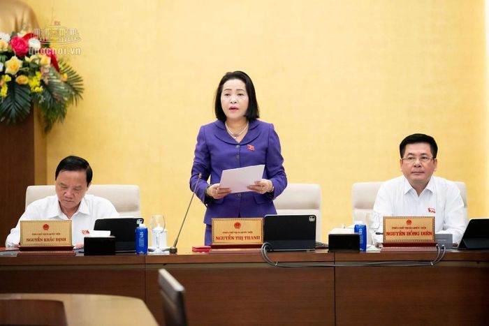 Phó Chủ tịch Quốc hội Nguyễn Thị Thanh phát biểu kết luận phiên họp. Ảnh: Cổng Thông tin điện tử Quốc hội.