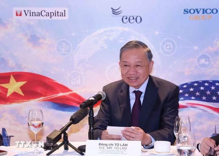 Tổng Bí thư, Chủ tịch nước Tô Lâm dự tọa đàm với lãnh đạo định chế tài chính, quỹ đầu tư Hoa Kỳ - Ảnh: TTXVN