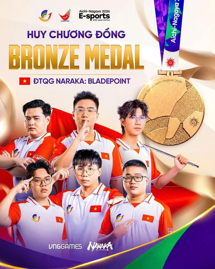 Đội tuyển quốc gia Naraka: Bladepoint giành Huy chương Đồng ASIAD 2026.