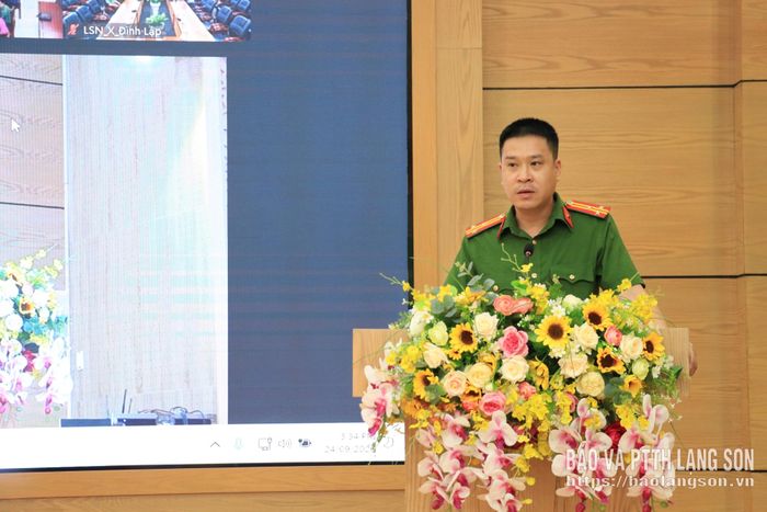Đại diện Công an tỉnh phát biểu ý kiến tại chương trình
