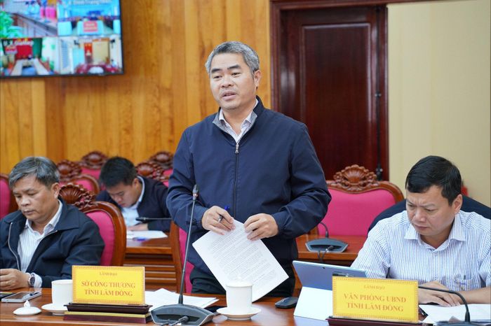 Phó Giám đốc Sở Công thương Trần Vũ Ngoan báo cáo các nội dung thẩm định liên quan các dự án