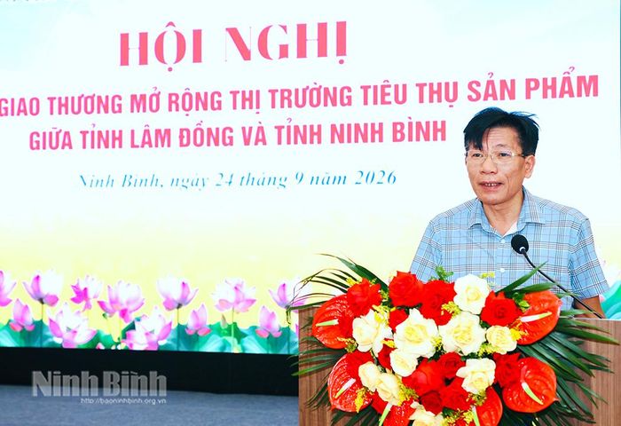 Ông Bùi Quang Hưng, Phó Giám đốc Sở Công thương Ninh Bình phát biểu tại hội nghị.