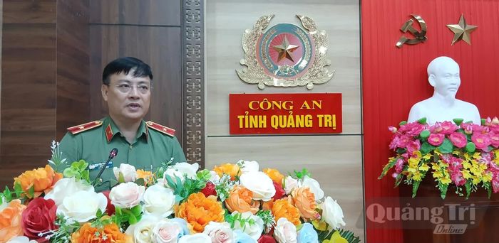 Đồng chí Thiếu tướng Nguyễn Thanh Liêm, Giám đốc Công an tỉnh phát biểu tại lễ ký kết - Ảnh: H.Đ