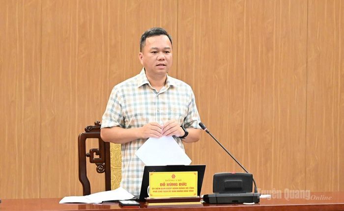 Đồng chí Đỗ Hùng Đức, Ủy viên Ban Chấp hành Đảng bộ tỉnh, Phó Chủ tịch UBND tỉnh phát biểu kết luận cuộc họp.