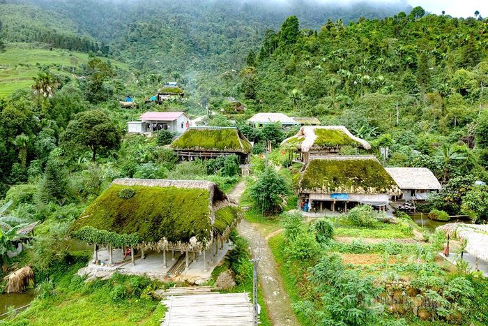 Những mái nhà phủ kín rêu xanh tạo nên nét riêng ở Xà Phìn.