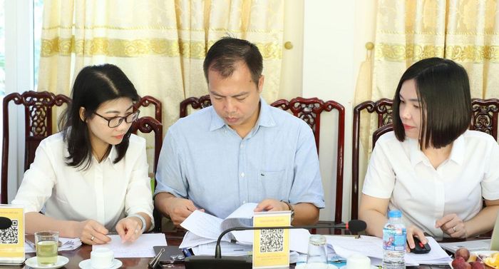 Thành viên Đoàn giám sát rà soát hồ sơ.