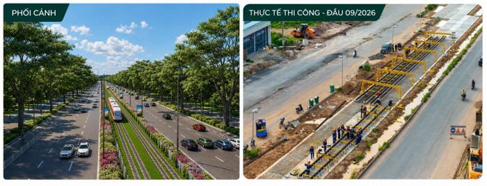 Từ “cánh cửa” sân bay đến “trái tim” APEC, tuyến LRT dài 17,59 km sẽ trở thành mạch kết nối xuyên suốt đảo Ngọc. Chạy dọc dải phân cách giữa ĐT.975, tuyến có 6 nhà ga với kiến trúc lấy cảm hứng từ nét văn hóa đặc trưng của ba miền Việt Nam.