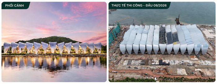 Tại công trường, phần khung và mái Trung tâm Hội nghị và Triển lãm APEC đã dần hoàn thiện, khép kín, đưa công trình bước vào chặng nước rút. Dự án đặt mục tiêu hoàn thiện mặt ngoài trong quý IV/2026 và hoàn thiện nội thất vào ngày 31/3/2027.